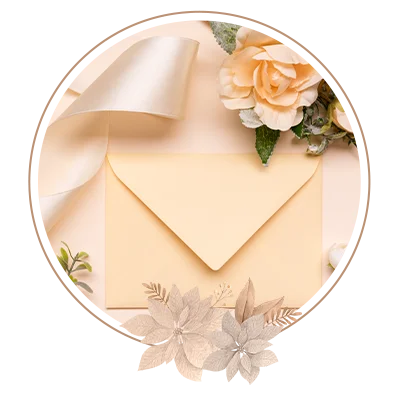 Elegant wedding envelope with ribbon