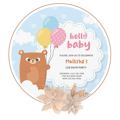 Invitation for baby's 100 day celebrations