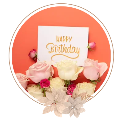 Happy birthday card with flowers arrangement