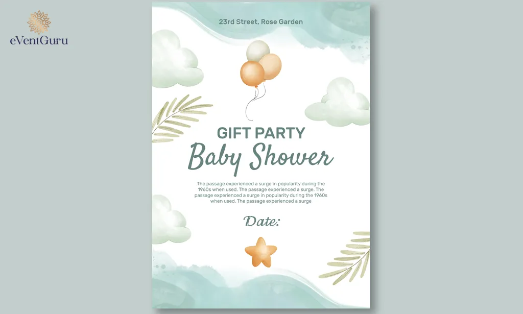 Template for baby shower invitations with a cute design