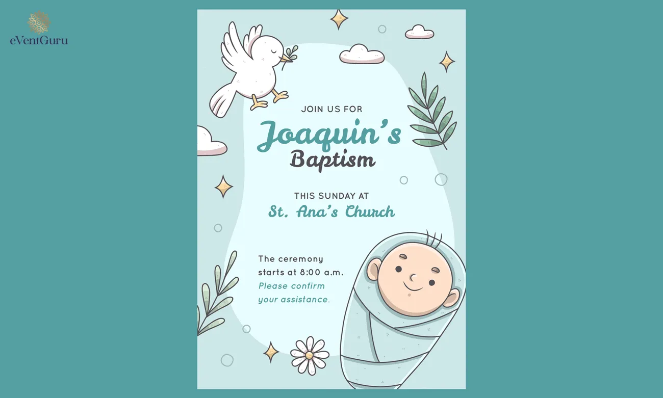 Template for a poster invitation for a baby baptism