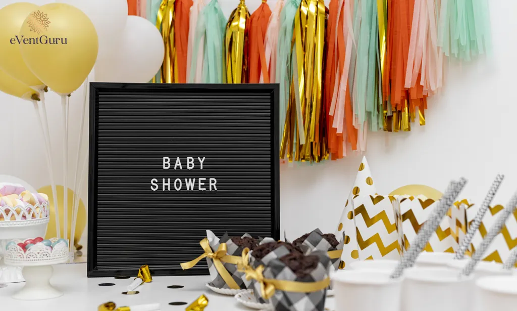 A beautiful baby shower concept viewed from the front