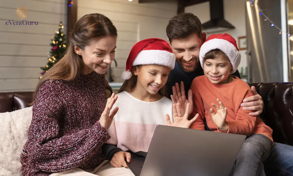 A Christmas video call between family members