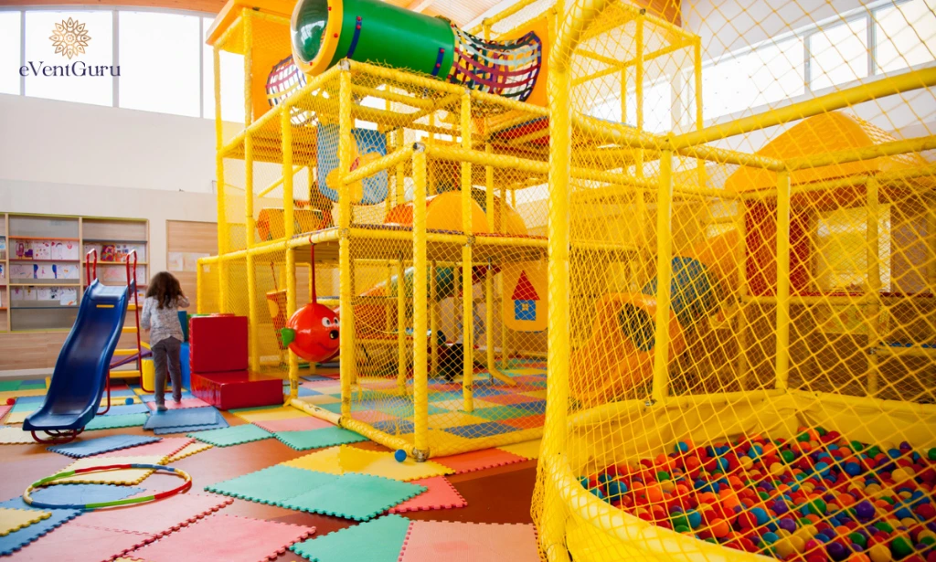 Indoor playground with a play area for children