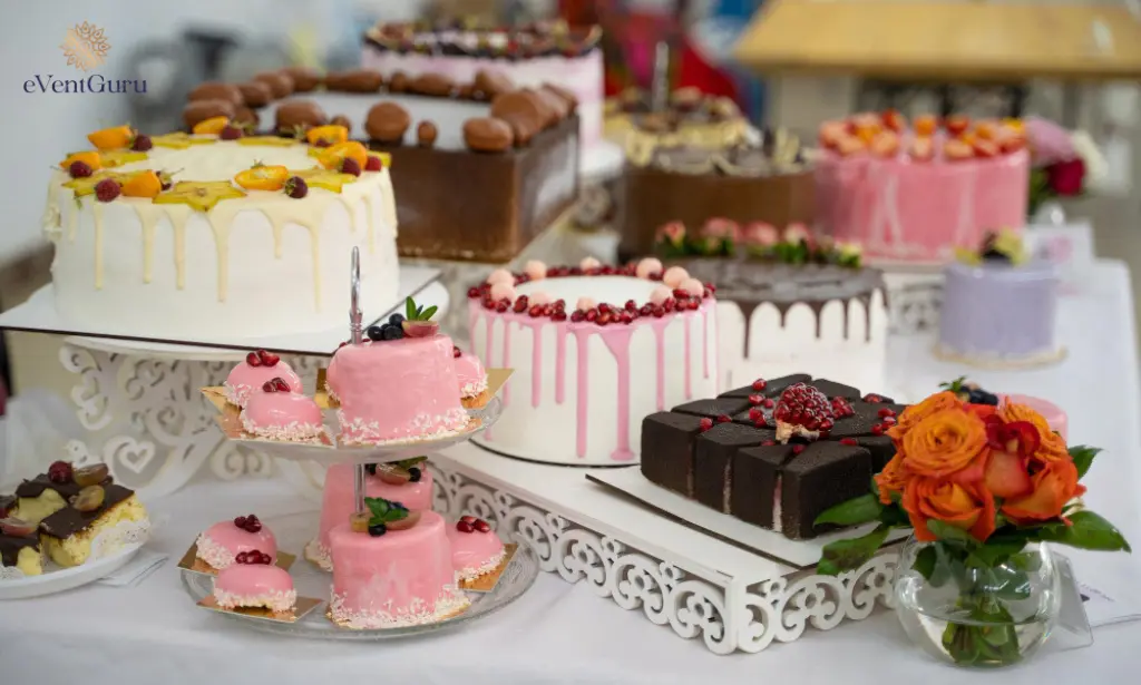 Sweet dessert cake candy bar on the occasion of a wedding celebration