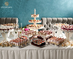 A table full of delicious desserts and cakes