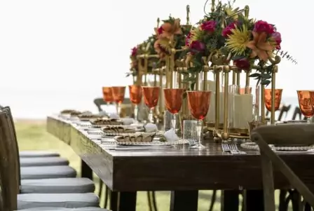 Decorative Orange wine Glasses on Dinning Table