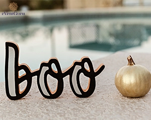 Golden Pumpkin And Boo Sign