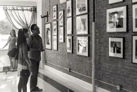 People visiting a photos Exhibition